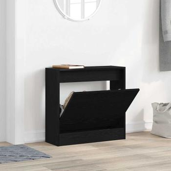 Schuhschrank Schwarz Eiche 60x21x57 cm aus Holzwerkstoff