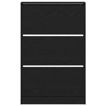 Schuhschrank Schwarz Eiche 80x21x125,5 cm Melamin