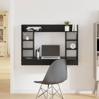 ARDEBO.de - Wandmontierter Schreibtisch Schwarz Eiche 105x48x75 cm Holzwerkstoff