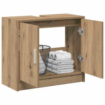Waschbecken Schrank Massivholz Eiche 63x29x55 cm Holzwerkstoff