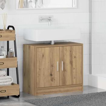Waschbecken Schrank Massivholz Eiche 63x29x55 cm Holzwerkstoff