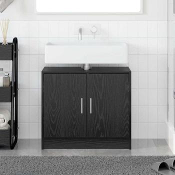 ARDEBO.de - Waschschrank schwarzes Eichenholz 63x29x55 cm Holzwerkstoff