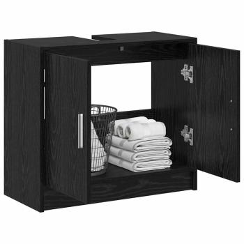 Waschschrank schwarzes Eichenholz 63x29x55 cm Holzwerkstoff