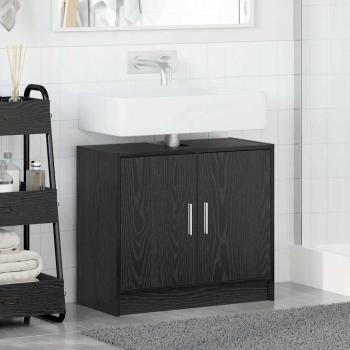 Waschschrank schwarzes Eichenholz 63x29x55 cm Holzwerkstoff