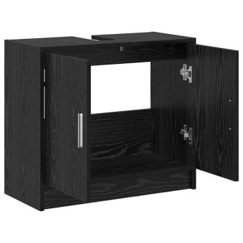 Waschschrank schwarzes Eichenholz 63x29x55 cm Holzwerkstoff