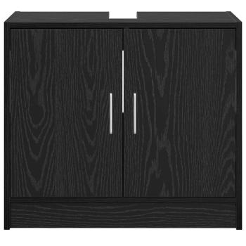 Waschschrank schwarzes Eichenholz 63x29x55 cm Holzwerkstoff