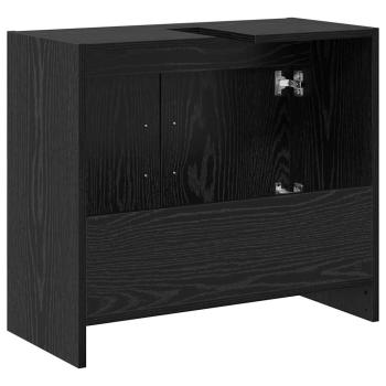 Waschschrank schwarzes Eichenholz 63x29x55 cm Holzwerkstoff
