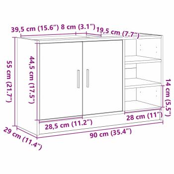 Badezimmerschrank Schwarz Eichen-Optik 90 x 29 x 55 cm
