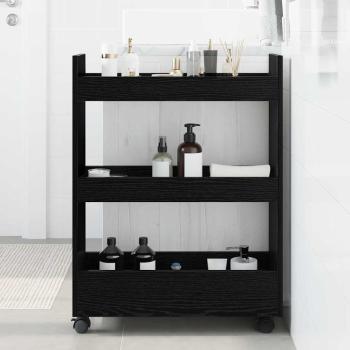 ARDEBO.de - schmaler Aufbewahrungstrolley 3 Tier Schwarze Eiche Ingenieuholz