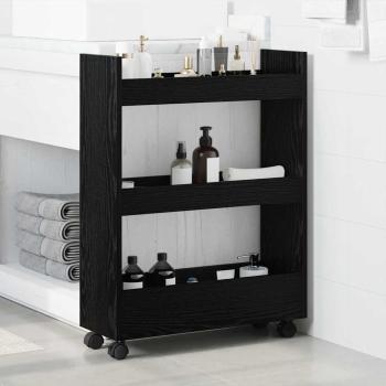 schmaler Aufbewahrungstrolley 3 Tier Schwarze Eiche Ingenieuholz