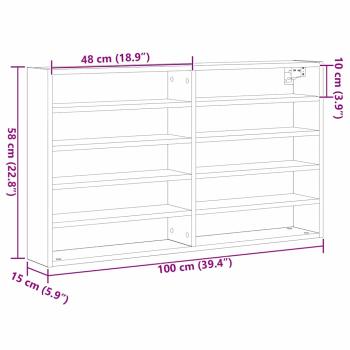 Vitrine Schrank Artisan Eiche 100x15x58 cm Holzwerkstoff