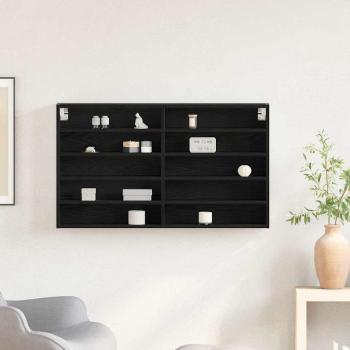 Vitrine Schrank Schwarz Eiche 100x15x58 cm Holzwerkstoff