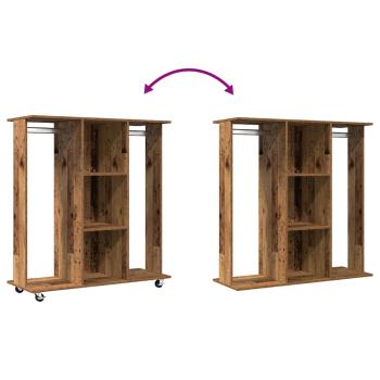 Kleiderschrank mit Rädern Altholz 102x38x110 cm Ingenieurholz