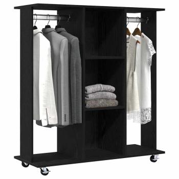 Kleiderschrank mit Rollen Schwarz Eiche 102x38x110 cm aus Holzwerkstoff