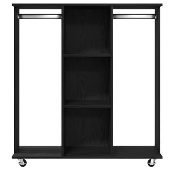 Kleiderschrank mit Rollen Schwarz Eiche 102x38x110 cm aus Holzwerkstoff