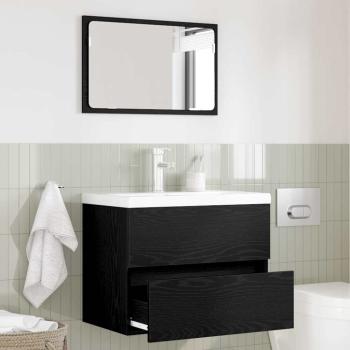 ARDEBO.de - 2-teiliges Badezimmermöbel Set Schwarze Eiche Holzwerkstoff