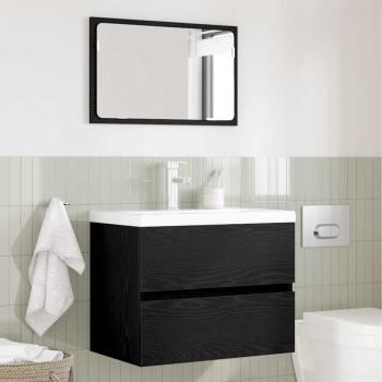 2-teiliges Badezimmermöbel Set Schwarze Eiche Holzwerkstoff
