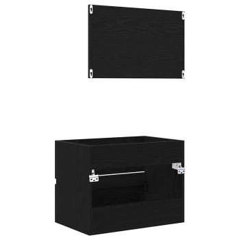2-teiliges Badezimmermöbel Set Schwarze Eiche Holzwerkstoff