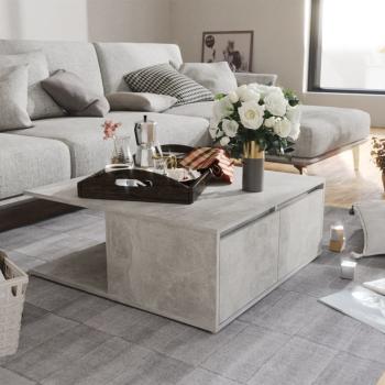 ARDEBO.de - Couchtisch Betongrau 80x80x31 cm Holzwerkstoff