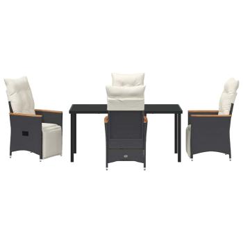 5-teiliges Garten-Dining-Set mit Kissen Schwarzes Poly-Rattan