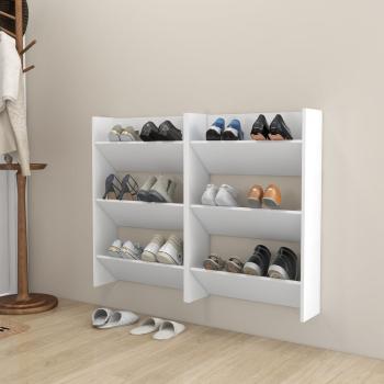 ARDEBO.de - Wand-Schuhschränke 2 Stk. Weiß 60x18x90 cm Holzwerkstoff