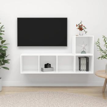 ARDEBO.de - 2-tlg. TV-Schrank-Set Weiß Holzwerkstoff