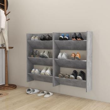 ARDEBO.de - Wand-Schuhschränke 2 Stk. Betongrau 60x18x90 cm Holzwerkstoff