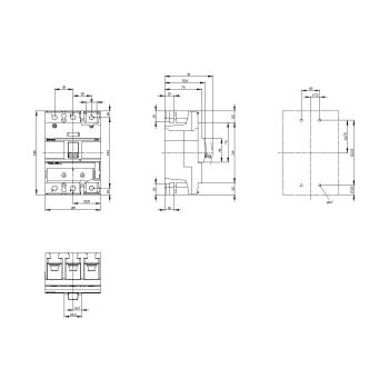 Siemens 3VA1220-4EF32-0AA0 Leistungsschalter 3VA1 IEC Frame 250 Schaltvermögensklasse S Icu=36kA @ 415V 3-polig, Anlagenschutz TM240, ATAM, In=200A Überlastschutz