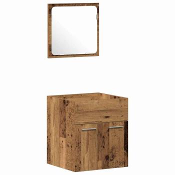4-teiliges Badezimmermöbel-Set Altes Holz Verbundholz
