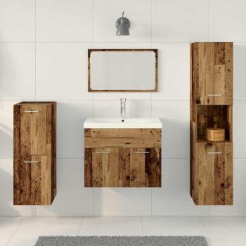 4-teiliges Badezimmermöbel-Set Altes Holz Massivholz