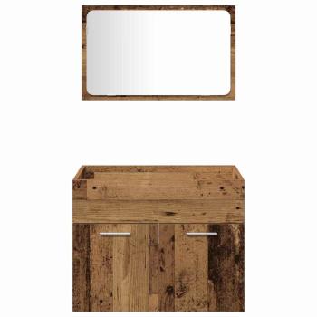 4-teiliges Badezimmermöbel-Set Altes Holz Massivholz