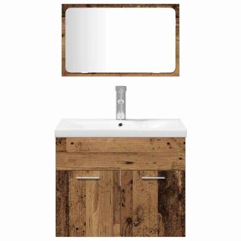 5-teiliges Badezimmermöbel Set Altes Holz Verbundholz