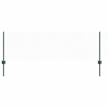 Zaunpfosten 11 Stück U-Kanal Grün 100 cm Stahl, Hexagonzaun Grün 0,6x10 m Stahl