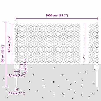 Zaunpfosten 11 Stück U-Kanal Grün 100 cm Stahl, Hexagonzaun Grün 0,6x10 m Stahl
