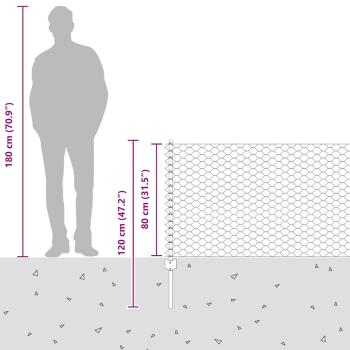 Zaunpfosten 11 Stk U-Profil 80 cm Verzinkter Stahl, Sechseckzaun 0,8x50 m Verzinkter Stahl
