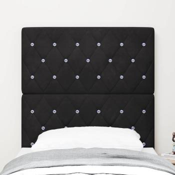 Kopfteil mit Kristallknopf, gepolstert, schwarz, 80 cm Samt, Kopfteil mit Kristallknopf, gepolstert, schwarz, 160 cm Samt