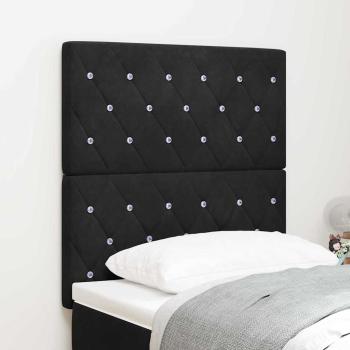 Kopfteil mit Kristallknopf, gepolstert, schwarz, 80 cm Samt, Kopfteil mit Kristallknopf, gepolstert, schwarz, 160 cm Samt