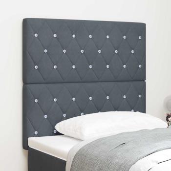 ARDEBO.de - Kopfteil Kristallknopf Gesteppt Dunkelgrau 90 cm Velours, Kopfteil Kristallknopf Gesteppt Dunkelgrau 180 cm Velours