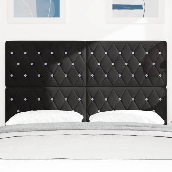 Kopfteil Kristallknopf Gepolstert Schwarz 160 cm Velours