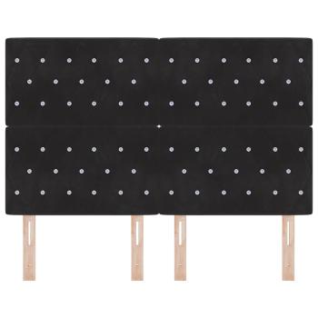 Kopfteil Kristallknopf Gepolstert Schwarz 160 cm Velours