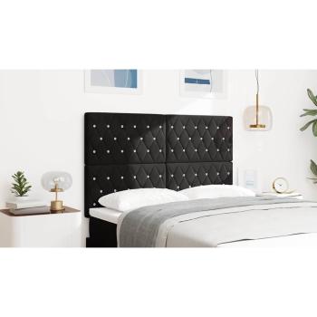 Kopfteil Kristallknopf Gepolstert Schwarz 160 cm Velours