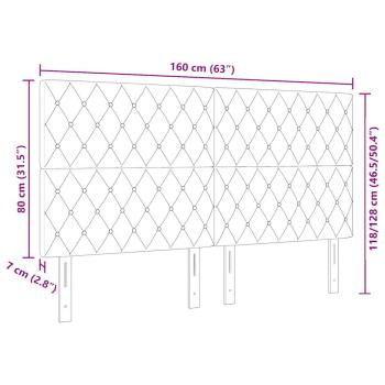 Kopfteil Kristallknopf Gepolstert Schwarz 160 cm Velours