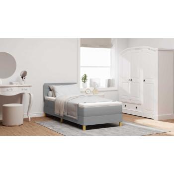 Boxspringbett mit Matratze Hellgrau 80x200 cm Stoff
