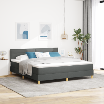 Boxspringbett mit Matratze Dunkelgrau 180x200 cm Stoff
