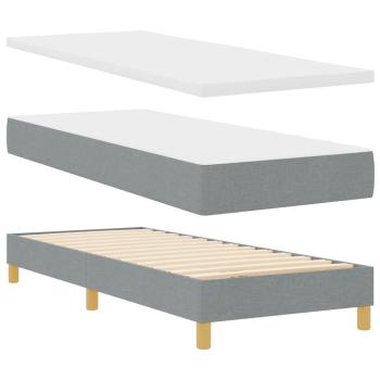 Boxspringbett mit Matratze Hellgrau 80x200 cm Stoff