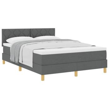 Boxspringbett mit Matratze Dunkelgrau 140x190 cm Stoff