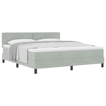 Boxspringbett mit Matratze Hellgrau Samt
