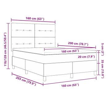 Boxspringbett mit Matratze Dunkelgrau 160x200 cm Stoff