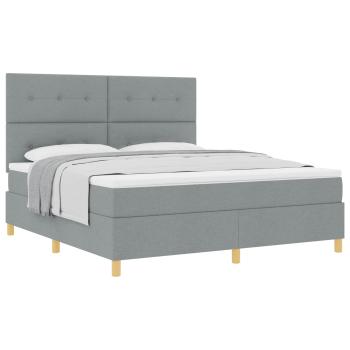 Boxspringbett mit Kopfteil Hellgrau 180 x 200 cm Stoff