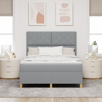 Boxspringbett mit Matratze Hellgrau 160x200 cm Stoff
